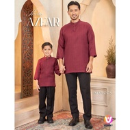 (BUDAK/ KIDS) KURTA AZFAR LENGAN 3 SUKU KURTA WINDOWPANE CHECK AYAH & ANAK - MAROON