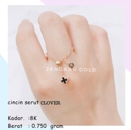 Cincin Emas Serut Clover Hitam 0.750Gr 8K