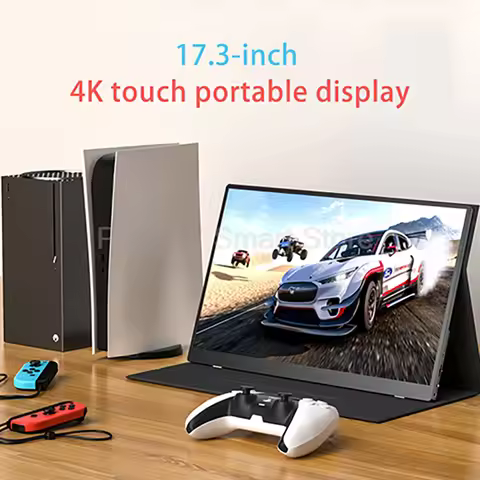 17.3 Inch 4K Touch Portable Monitor PS5 Expansion Screen IPS HD PC Secondary Display 100%DCI-P3 Colo