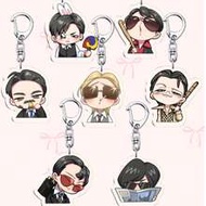 1pc/7pcs ARIRANG 2.0 MV Acrylic Keychain, Cute Black Style Suit And Fashion Glasses Pendant, Theme C