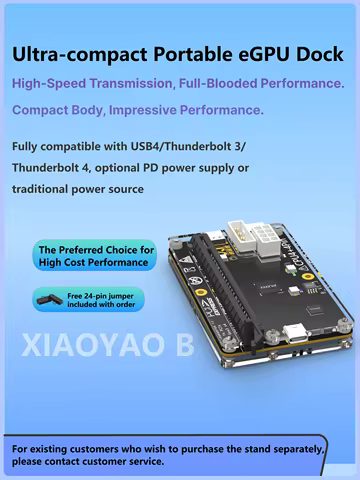 XIAOYAO B Thunderbolt eGPU Dock 60W PD/120W DC/22Gbps Bandwidth/JHL6340/RTX4090/RX7900XTX