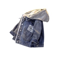 Hooded Jacket for Boys Autumn Winter Denim Jacket Hooded Denim Top for Children New Kids Korean Jack