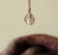 古董銀色信仰聖母耶穌十字架墜子雙面項鍊CH219