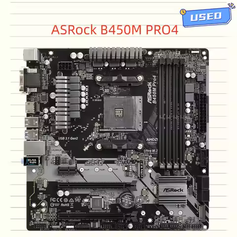 ASRock B450M PRO4 Motherboard Supports 5950X 5800X3D 5700X3D 5600X 5600G 1700X 2700X CPU AM4 AMD 4xD