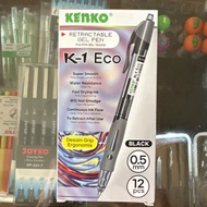 (12 pcs) K-1 Eco Retractable Gel Pen Kenko Gel Pen Cetrek Soft Grip K1 Eco 0.5mm Black Ink Gel Pen/