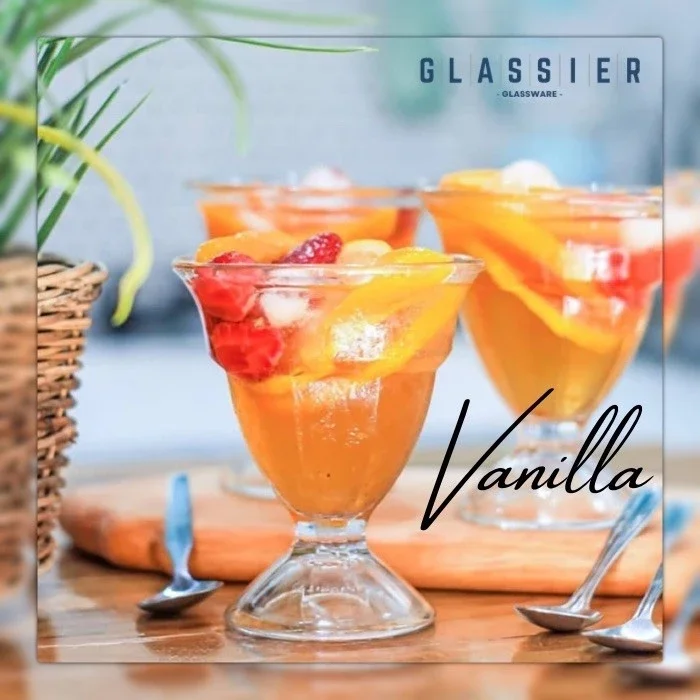 Gelas Kaki Kaca Beling Bening Citinova Vanilla 250ML Gelas Unik Saji Minuman Es Krim Cocktail Milksh