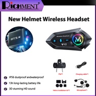 【✅SG Brand🔥】RICHMENT Y12 2-in-1 Integrated Hard-Shell Helmet Headset with LCD Screen and Flashlight 