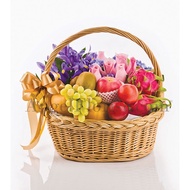 Fresh Fruits Basket with Fresh Flowers - Filled with joy