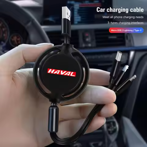 Car Interior 3 In 1 Micro USB Type C Fast Charging Cable For Great Wall Haval H6 H5 H7 Dargo M6 H9 H