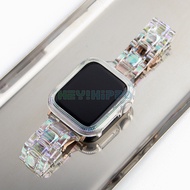 Colorful Transparent watch Strap for iwatch Series10 42mm 46mm aurora color watchband + case for iwa