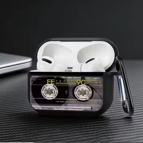 Earphone Cases Cover With Hook Case For Airpods 5 1 4 Pro Pro2 Pro3 2 3 Transparent Gold Cassette