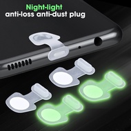 2Pcs Silicone Luminous Anti-lost Dust Plug USB Charging Port Protector Anti-dust Plugs Cover Compatible for Lightning/Type C Interface