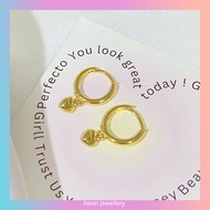 Mini Love Heart Gold Hoop Earrings S925 Original Hoop Earrings Earring Subang Silver 925 Original Ea