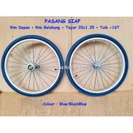 20x1.35 PASANG SIAP rim - rim 20" basikal , tayar 20x1.35 dan tuib spokes warna  . Terus pasang kat 