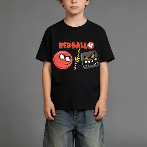 Hot Sale Red Ball 4 Print Cartoon Kids Funny Summer Tops Men Women Adults Children Boy Gril Kids Par