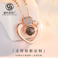 The Language of Projection Pendant100Heart Memory I Love You Planting Love S925Silver Tone Collarbon