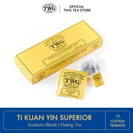 TWG Tea | Ti Kuan Yin Superior, Single Estate Oolong Tea in 15 Hand Sewn Cotton Tea Bags in Giftbox, 37.5g