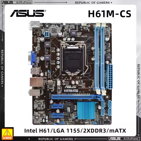 ASUS H61M-CS Motherboard Support i5-2500K 3570K i7-3770K 2600 i3-3250T 2100 CPU 2xDDR3 1066MHz LGA11