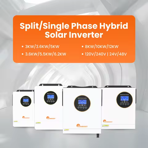 Sunboost Split Phase Solar Inverter 3.6KW 5.5KW 6.2KW 8KW 10KW 12KW 48V 120V 240V Single Phase 3KW 3