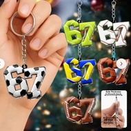 67 six seven Steal A Brainrot 2D acrylic flat keychain 67 Brainrot keychain