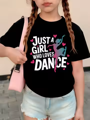 Graphic Just A Girl Who Loves Dance Funny T Shirts Kids Children's T-shirt Girls Shirt Sleeve Summer