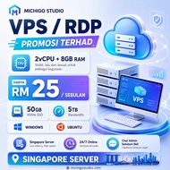 🚀 VPS RDP Singapore Server Murah 2vCPU 8GB RAM 50GB NVMe SSD 5TB Bandwidth Windows Ubuntu