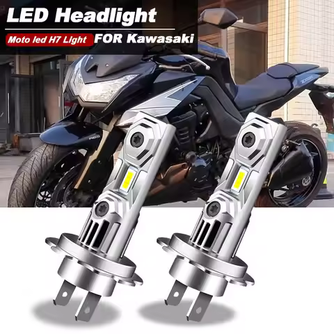 2PCS Motorcycle H7 LED Headlight Bulbs 6000k 9600lm For Kawasaki Z1000 2003-2013 KLR650 2008-2017 Mo