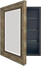 HESONTH 22"x30" Medicine Cabinet with Mirror Retro Bathroom Medicine Cabinet Organizer with Shelves Farmhouse Wall Mounted Hanging Rectangular Bathroom Mirror Cabinet Recess or Surface Mount