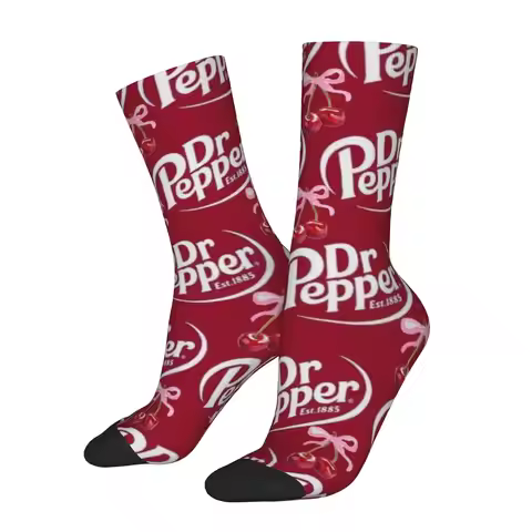 1 Pair Funny Sock Dr Pepper Red (23) Vintage Quality Pattern Printed Men Crew Socks Novelty Men's So