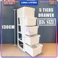 Classic White Plastic Drawer Storage Cabinet Clothes 5 Tier Drawer Baju Rak Almari Baju Putih Home Furniture Laci Plastic Putih