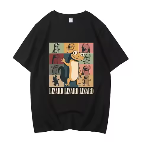 Fashion Lizard Meme Cartoon Graphic T-shirt Short Sleeve High Quality Cotton Tshirts Casual Funny Pr