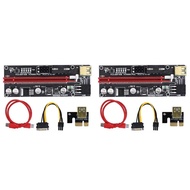 PCI-E Riser VER009S Plus GPU PCIE Card PCI E X16 to X1PCI Express Adapter Card 6Pin to SATA USB3.0 with LED Lights