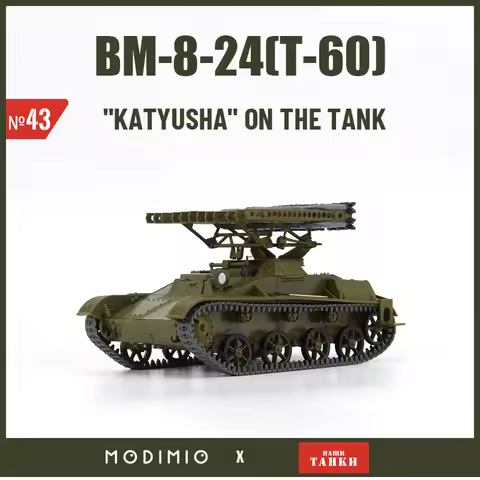 1:43 WW2 Soviet Union Multi-orbit Self-propelled Rocket Launcher BM-8-24(T-60) Light Tank Model "Kat
