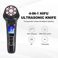 4 In 1 Mini HiFU Machine Ultrasonic Radio Frequency EMS Pulse Facial Beauty Instrument Neck Lifting Firming Anti-Wrinkle Massager
