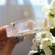 櫻花瑪瑙手鐲 瑪瑙手鐲稀有方鐲意境冰底纏絲紋一抹紫54圈