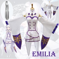 Re Zero Kara Hajimeru Isekai Seikatsu Emilia Cosplay Costumes Women Halloween Party Headwear Dress