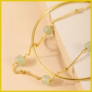 ⊙ ஐ ✸ Ins Not Allergic Natural Hetian Jade Double Beads Bracelet + Bangle Set For Women -AOER