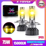 X-7SEVENUSA 2PCS 75W 15000LM 3000K Yellow Fog Light LED Headlight Bulb 881 H3 880 H27 1year warranty