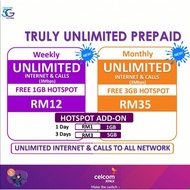 CELCOM PREPAID internet topup celcom unlimited RM15 / RM35 LANGGAN PLAN TERUS