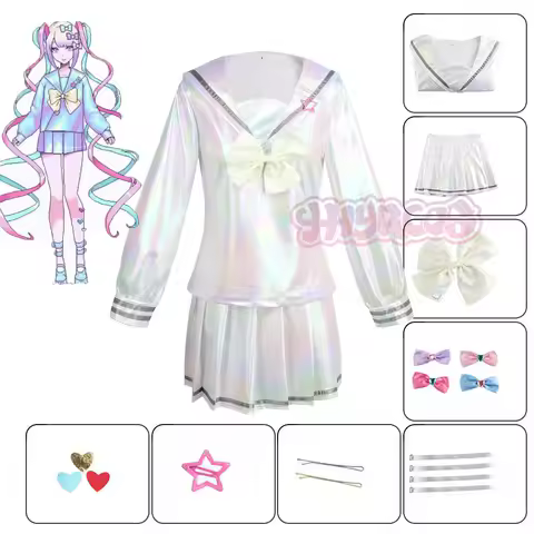 8PCS Game NEEDY GIRL OVERDOSE KAngel Cosplay Costume Full Set of Clothing Sailor Suit Jk Uniform Las