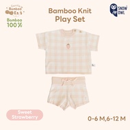 Snow Owl Gingham ชุดเซ็ทเสื้อ-กางเกงขาสั้น 6m- 4T จากใยไผ่พรีเมี่ยม 100% สุดนุ่ม Gentle Bamboo Knit 