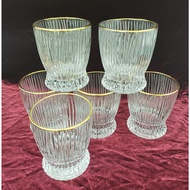 SET OF 6 400 DEGREE Celsius HEAT RESISTANT GLASS CUP WITH GOLD FRAME