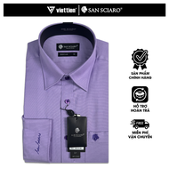 SAN SCIARO - Áo Sơ Mi Nam Tay Dài Màu Màu Tím Violet Caro Form Regular Lai Bầu Việt Tiến Cao Cấp