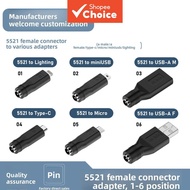 DC power adapter 5521 to USB micro/mini/type-c adapter  Penyesuai kuasa DC 5521 kepada USB mikro/min