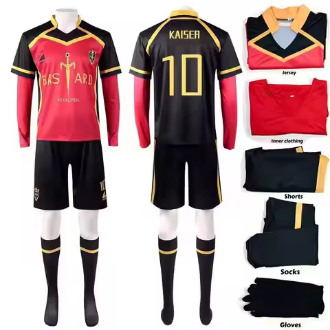 Anime Blue Lock Michael Kaiser Cosplay Costume Red Uniform Team Bastard Munchen Alexis Ness Cosplay