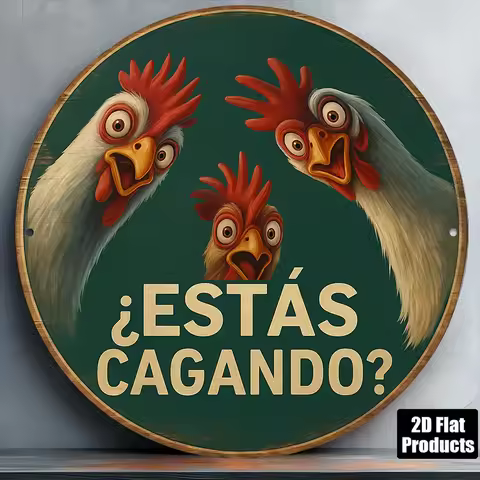1pc, 8x8 Inch 2D Flat Round Aluminum Sign, Vintage Aluminum Plaque About "Do You Poop?", Funny Chick