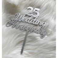 25th Wedding Anniversary Cardboard Cake Topper