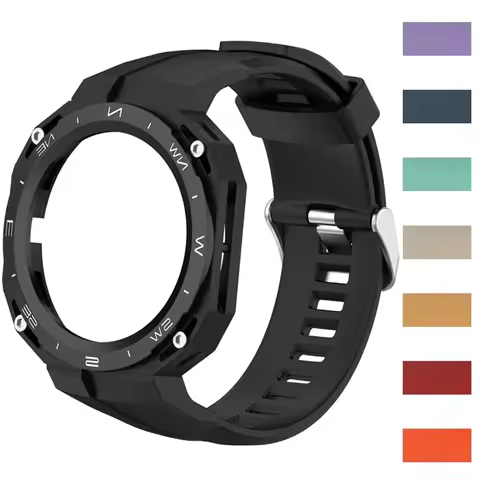 Silicone Compass Pattern Case+Strap for Huawei Watch GT Cyber Watch Bracelet Replacement Accessories