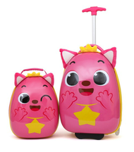 Pinkfong Kid's Luggage &amp; Backpack Set ● Kids Luggage Trolley ● Travel Luggage for Children ● Kid Size Roller Spinner for Cabin Size ● Toddler Baby Trolley Pinkfong Backpack Pinkfong Carrier