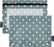 White Classic Polka Dots Blue Minimalist Large Binder Pencil Pouch Clear Front Binder Pouch, Clear Z